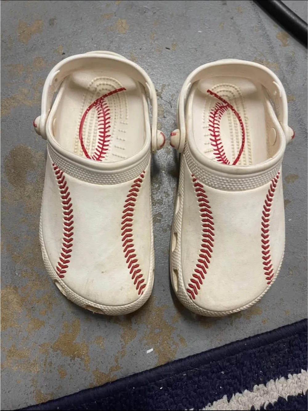CROCS Kids Baseball-Design Clogs in White and Red
